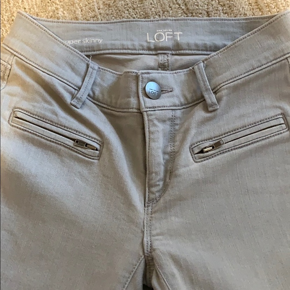 LOFT GRAY SKINNY JEAN PANTS ZIPPER FRONT POCKETS